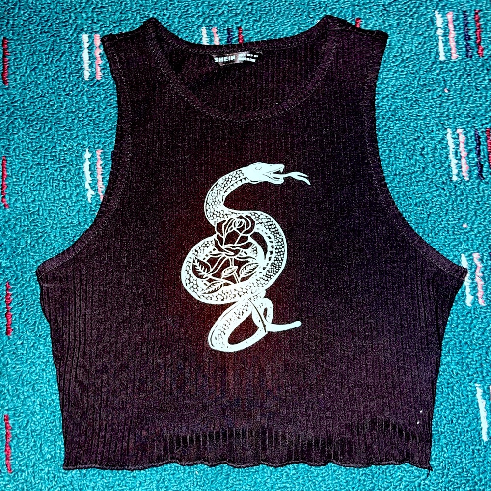 SHEIN size S crop top with green snake on front